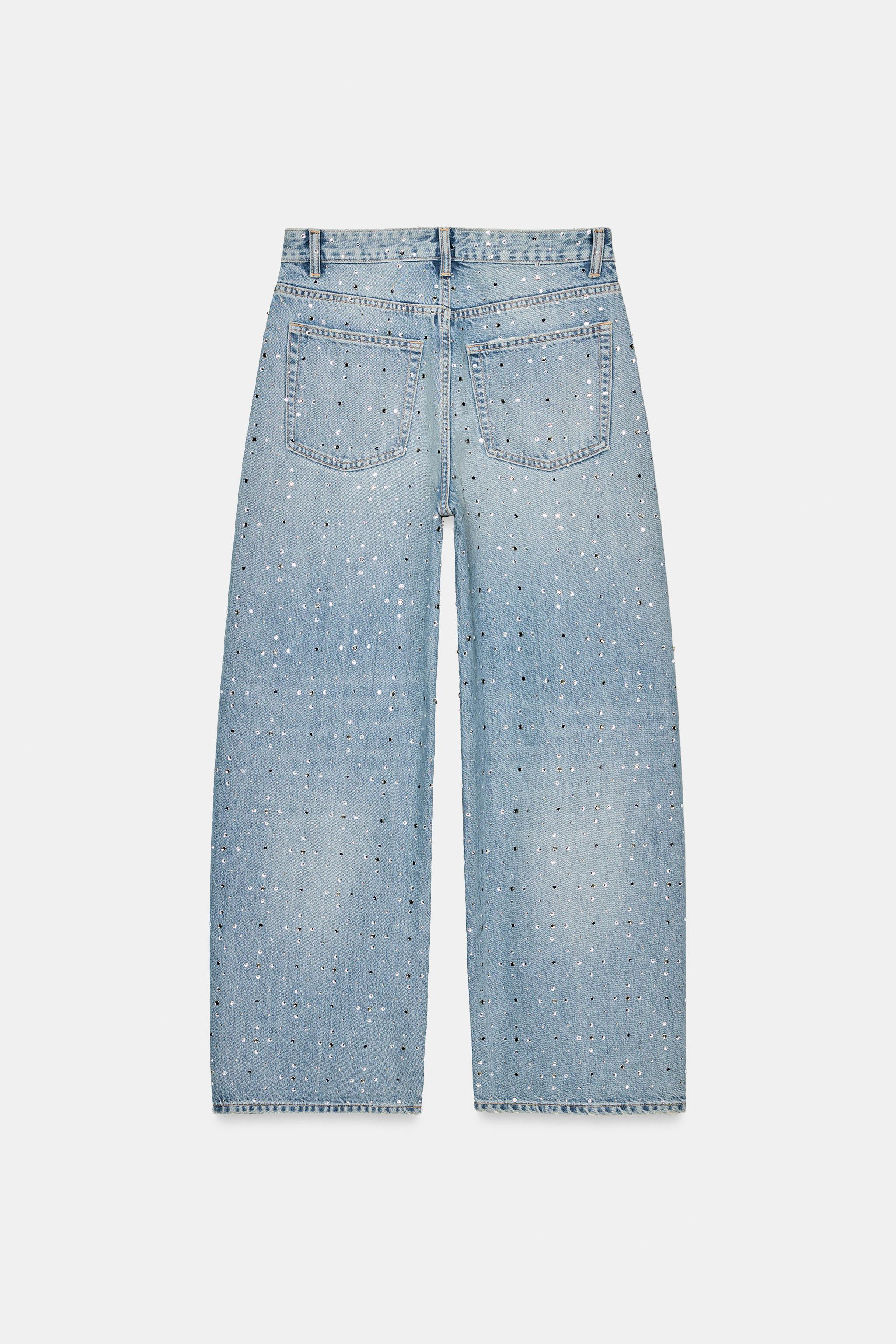 TRF MID-RISE SHIMMER BAGGY JEANS